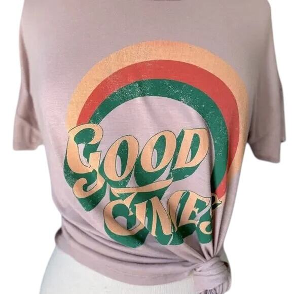 Rainbow Top With Good Times Graphic Tee Shirt NWOT - Picture 2 of 6